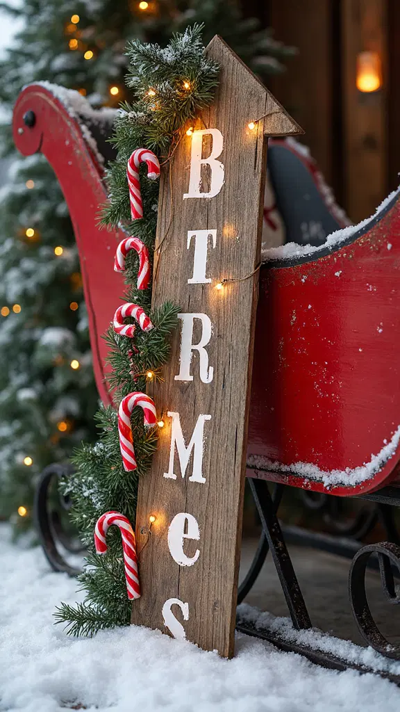 whimsical directional holiday workshop signage