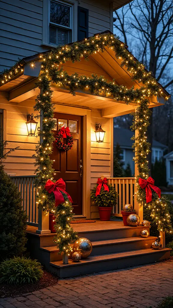 layered porch Christmas decor ideas