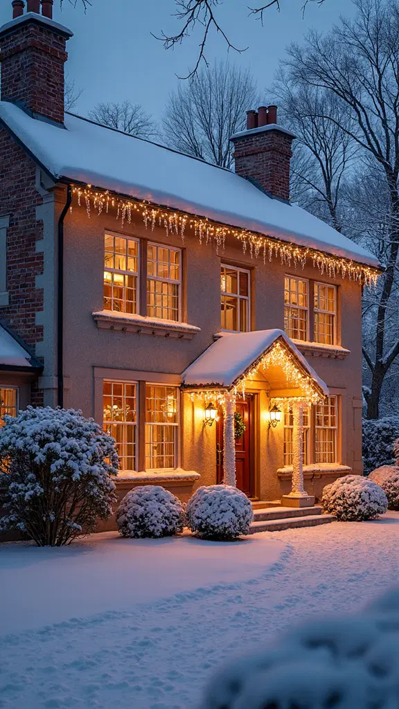festive illuminated window and door decor