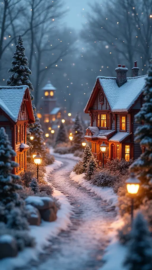 charming outdoor holiday village display