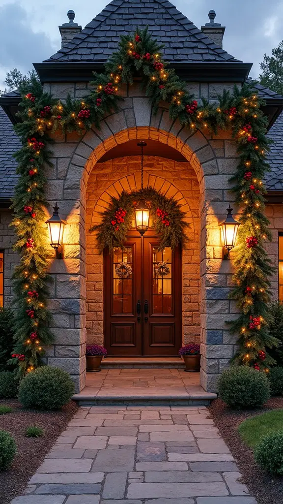 natural pine and berry holiday arrangements