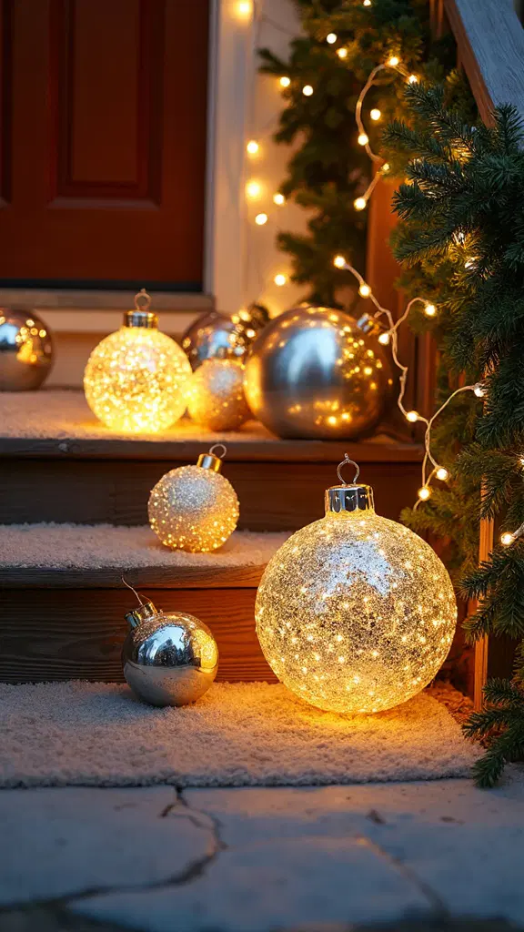 sparkling modern christmas porch decor