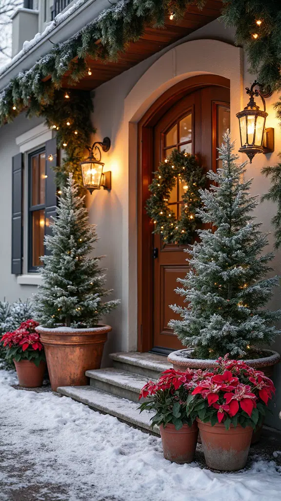 cozy winter porch potted greenery
