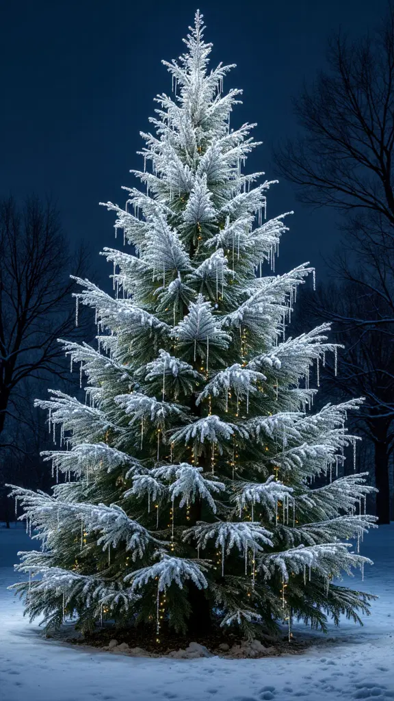 shimmering cascading icicle christmas tree lights