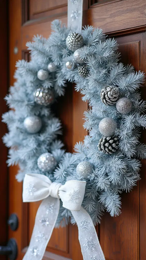 pinecone wreath with silver accents