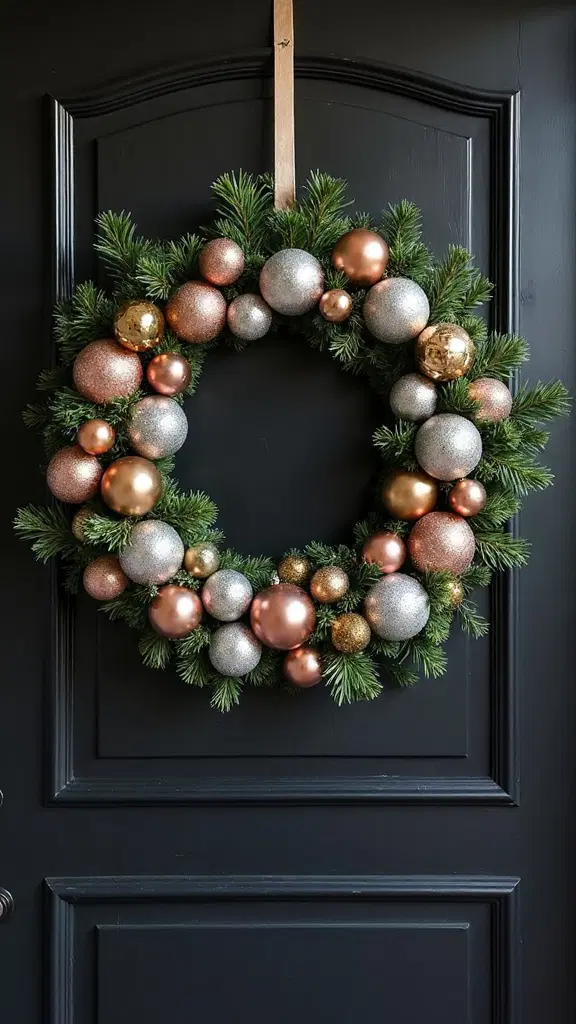 sleek metallic modern wreath