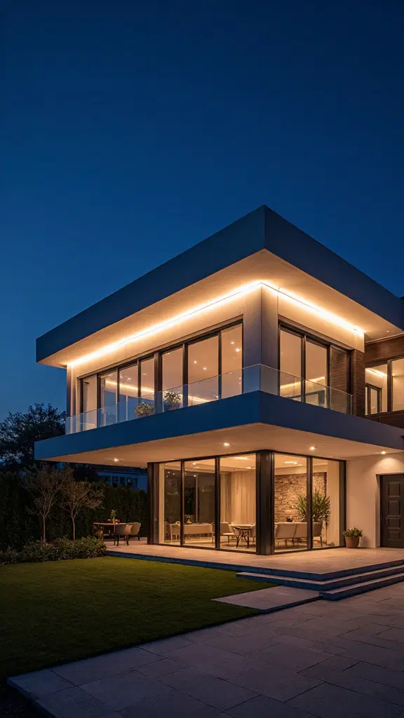 minimalist roofline lighting