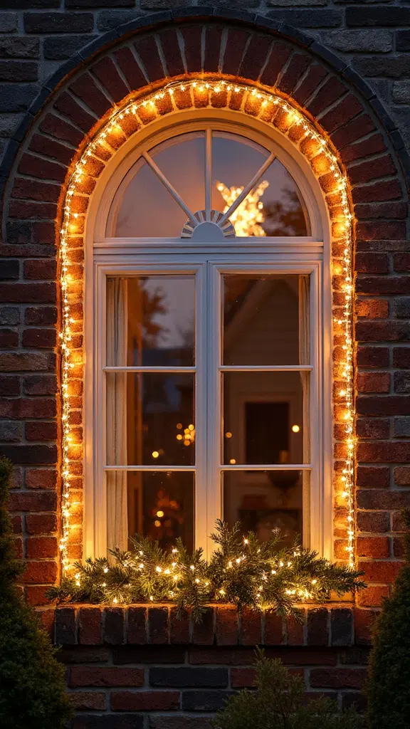 string lights framing windows and archways