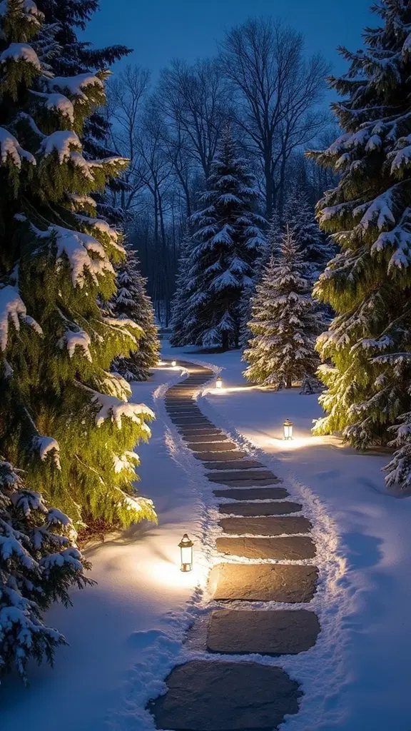 layers of holiday lighting design with spotlights