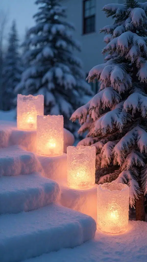 beautiful frozen ice lantern decorations