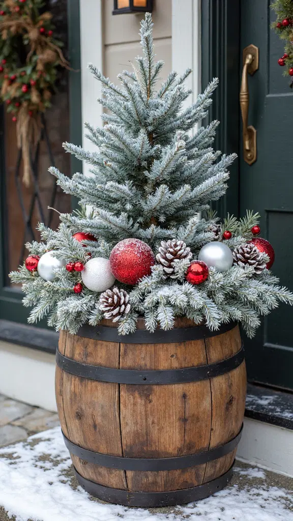 festive winter planter arrangement