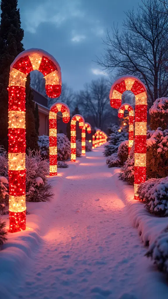 fun candy cane holiday pathway signs