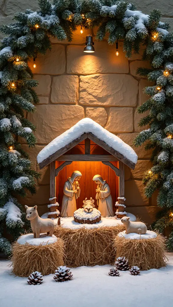 beautiful hand-painted nativity Christmas display