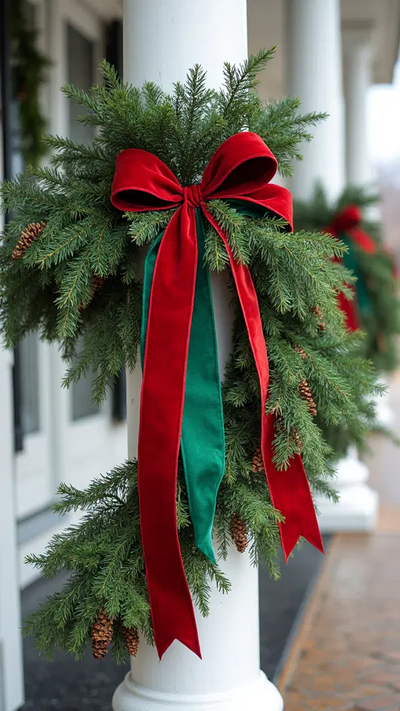 classic Christmas red and green ribbon decor