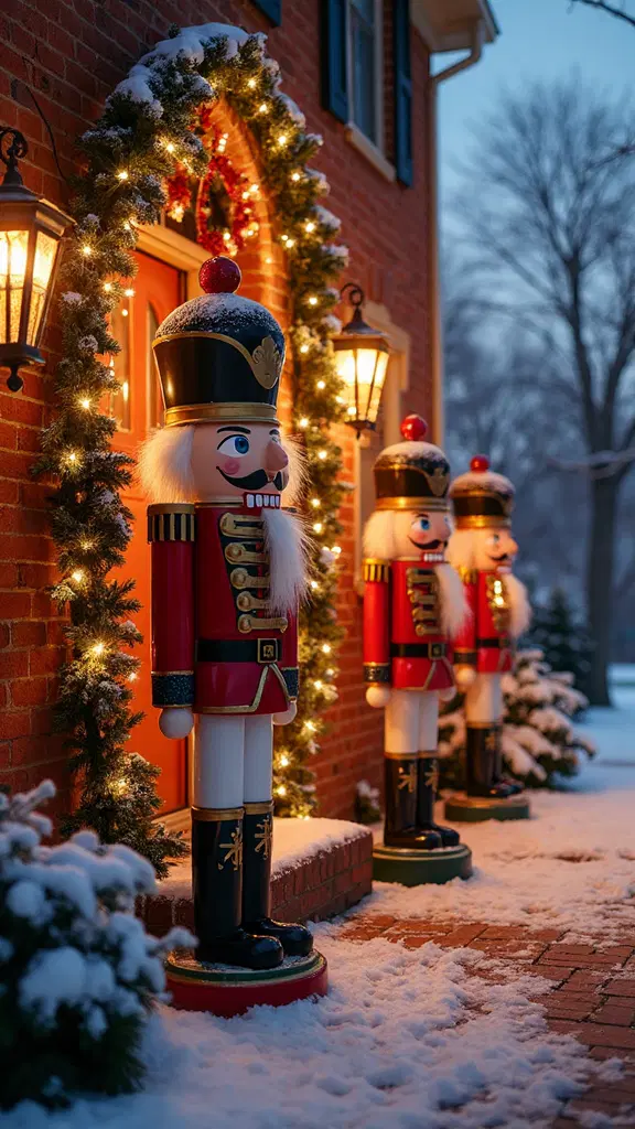 grand nutcracker and toy soldier Christmas outdoor decor
