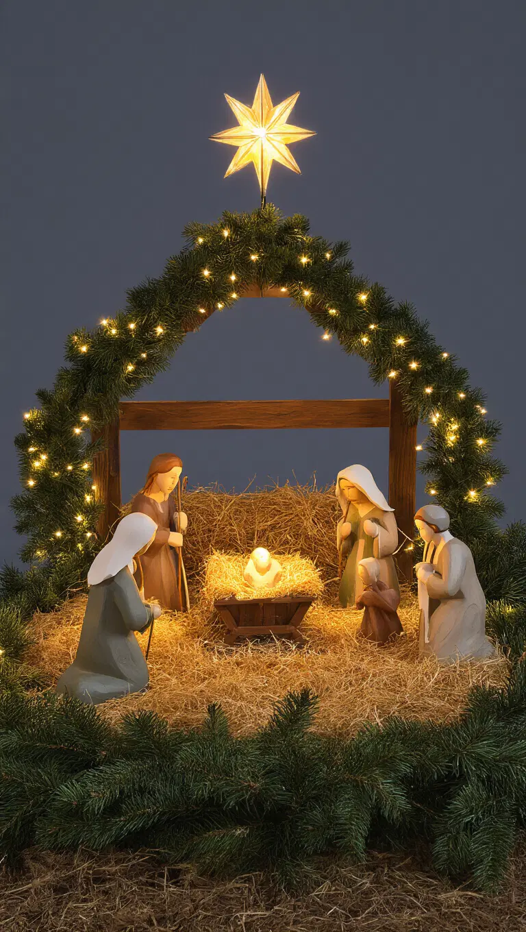 classic outdoor nativity display