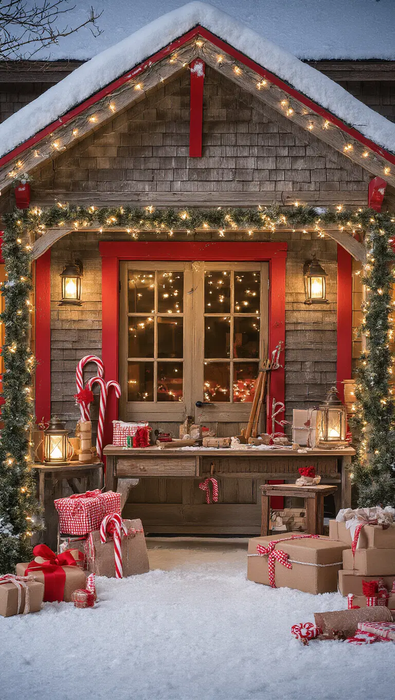 handcrafted festive North Pole workshop