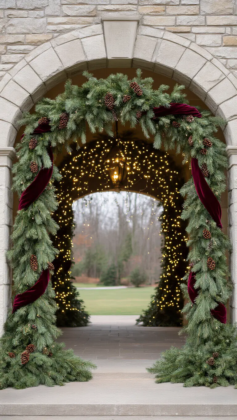 elegant holiday greenery with ribbons