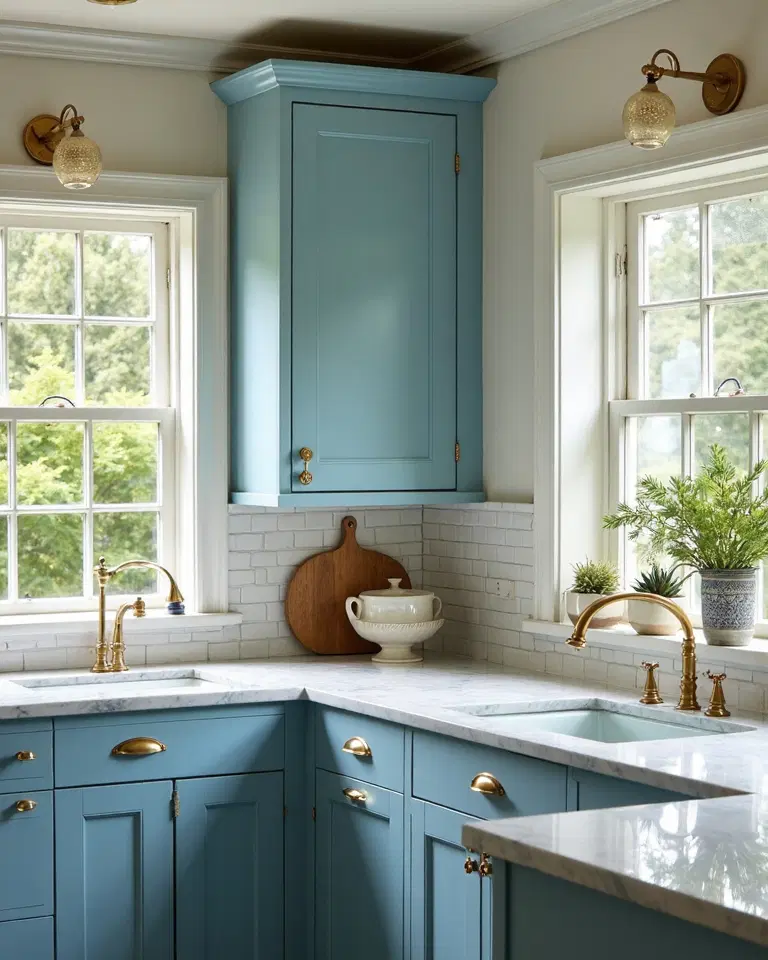vintage charm powder blue cabinets