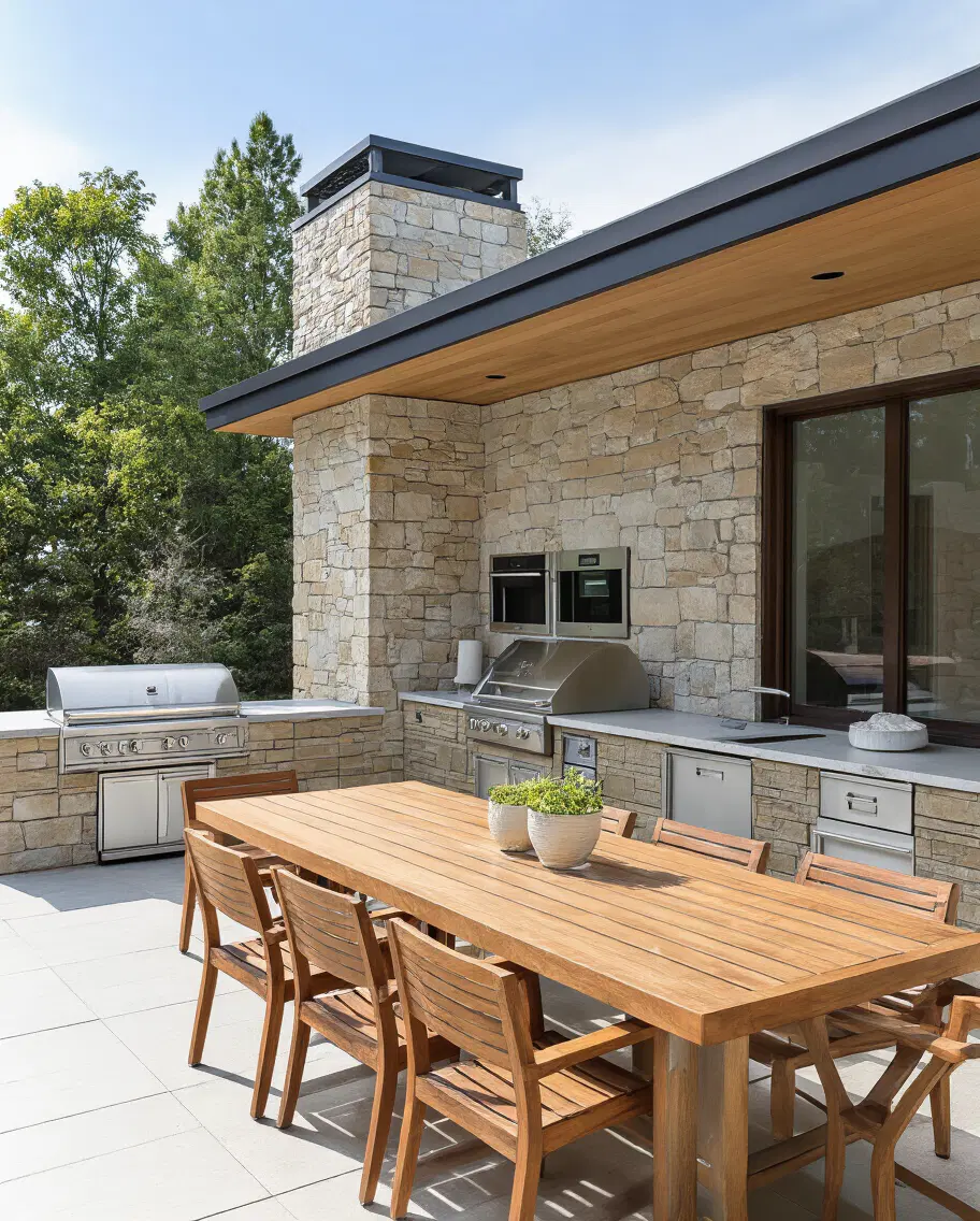 harmonized outdoor kitchen and dining area