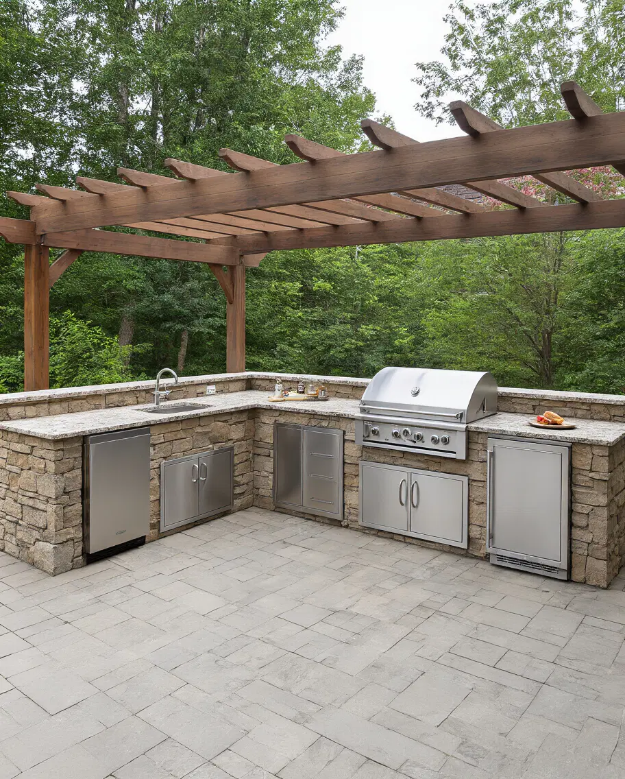 refrigerated, efficient, and durable outdoor kitchen layout