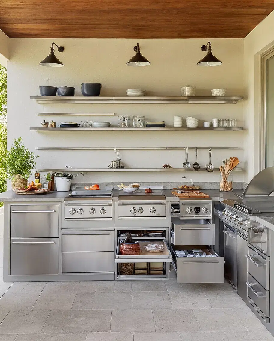 outdoor kitchen with ample storage features