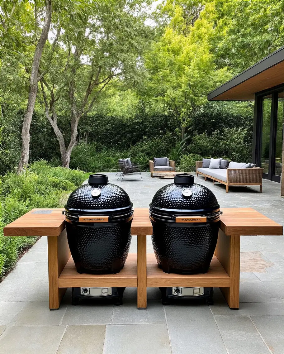 dual ceramic kamado cookers for versatile outdoor cooking
