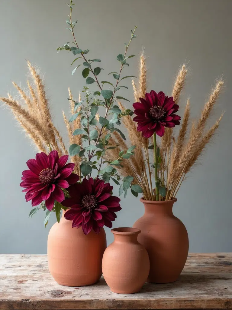 botanical clay pot arrangements