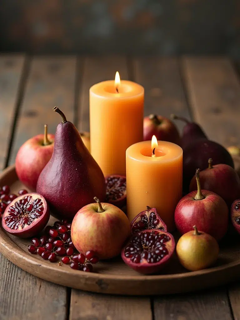 candles and seasonal fruit