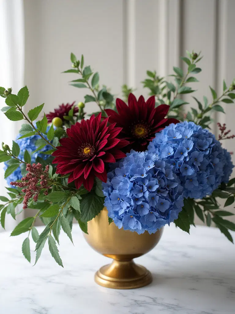 jewel toned floral centerpiece arrangement