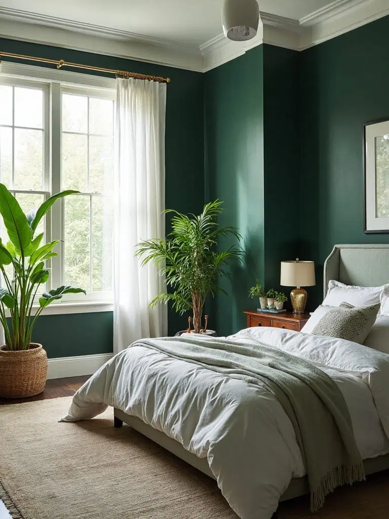 bold dark green and white contrast