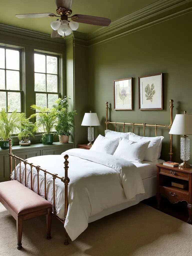 olive green and brass vintage style