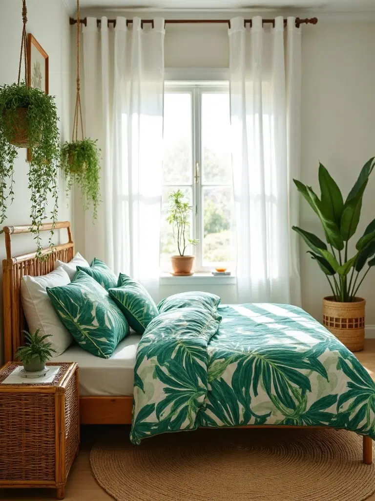 tropical palm print decor