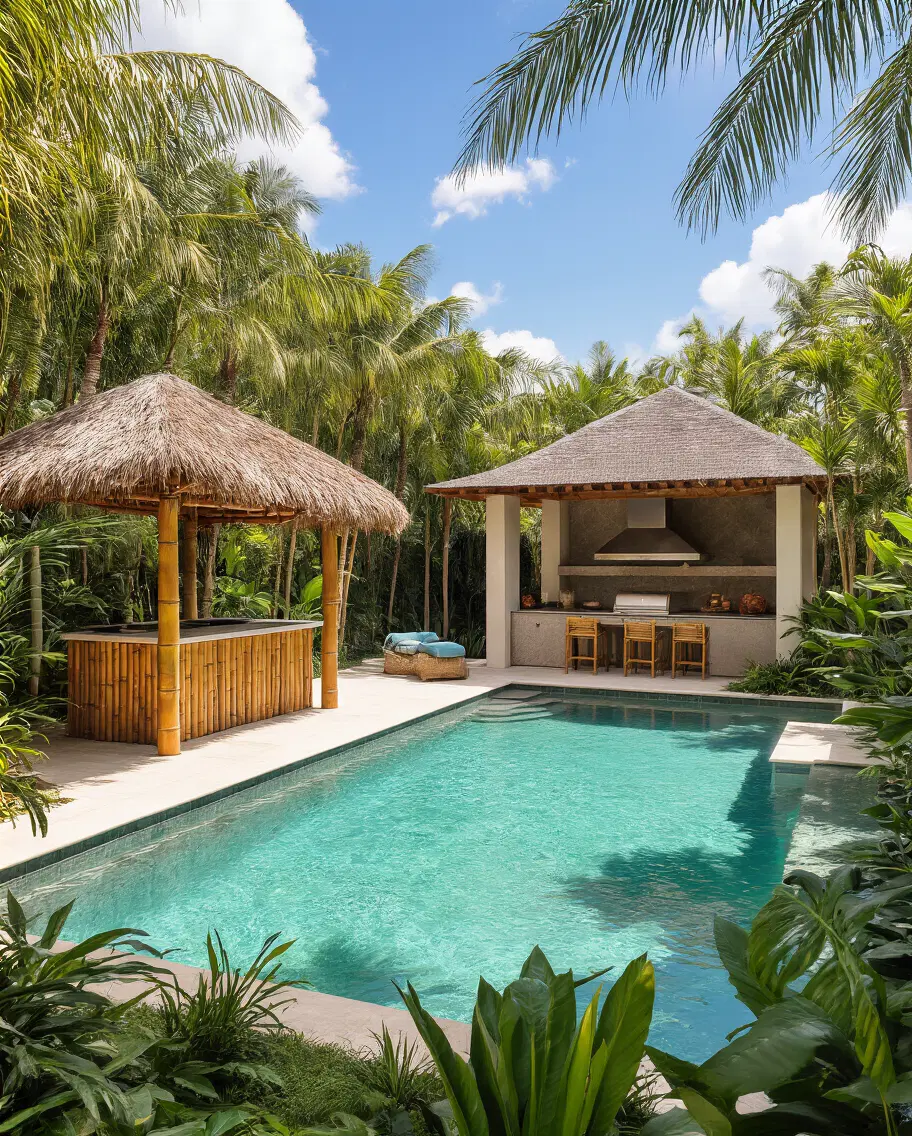 tropical oasis poolside paradise