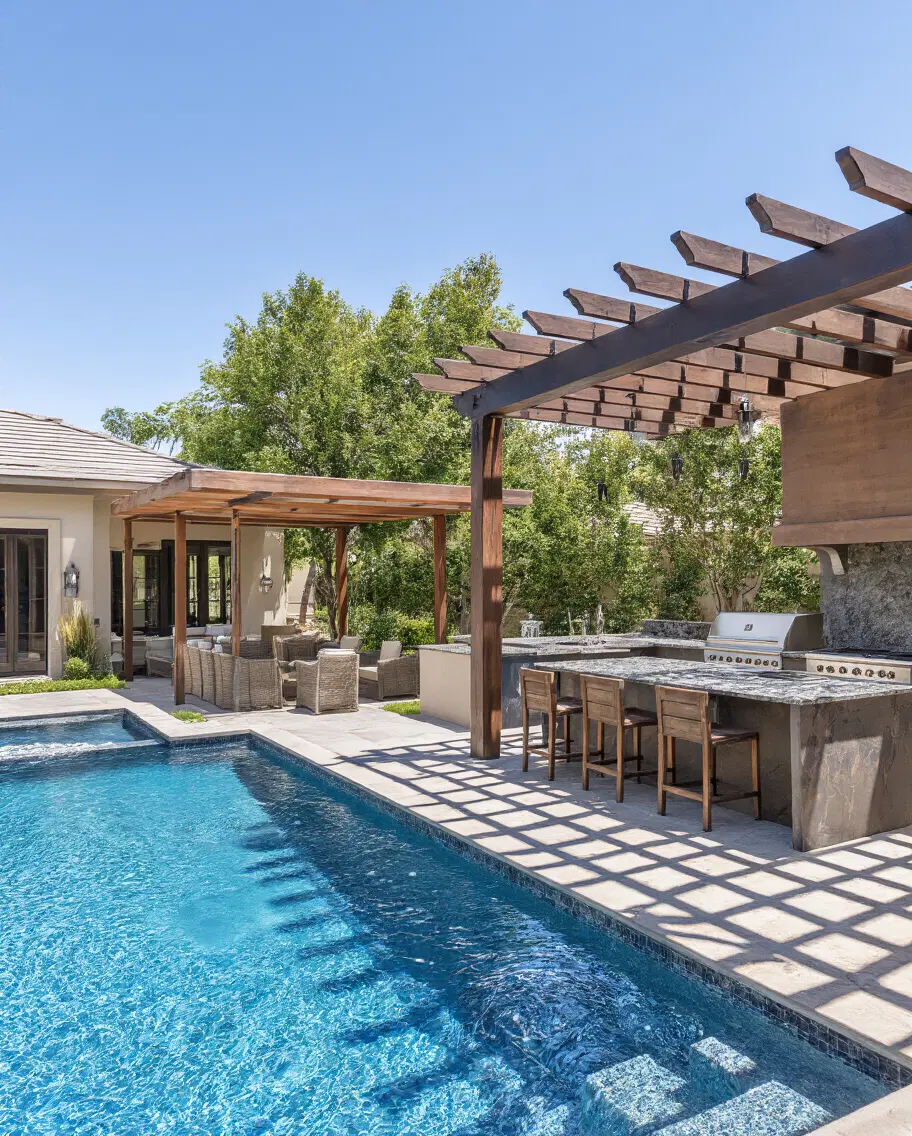 poolside outdoor culinary retreat