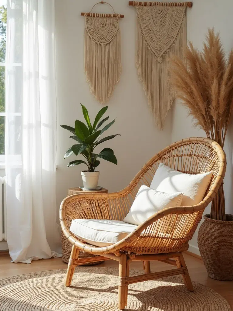 handmade rustic cane lounge chair