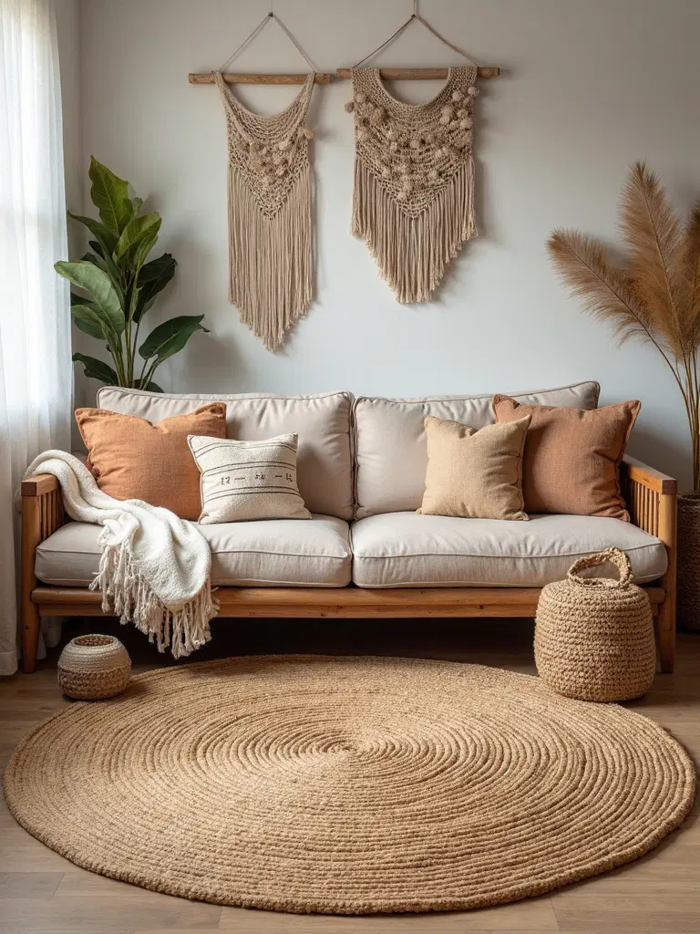 eco-friendly jute textured boho rug