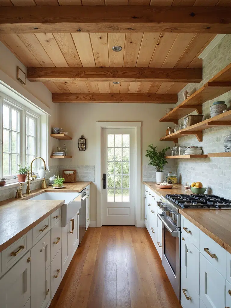 wooden beams and cabinets for rustic warmth
