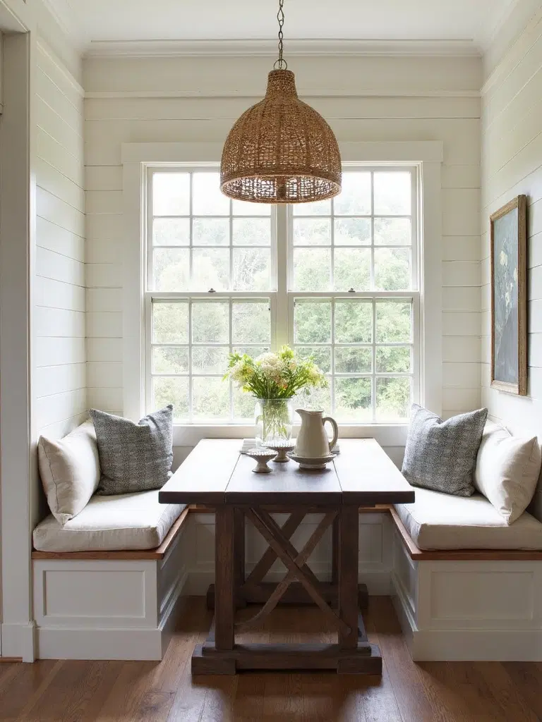 farmhouse style breakfast nook with rustic charm
