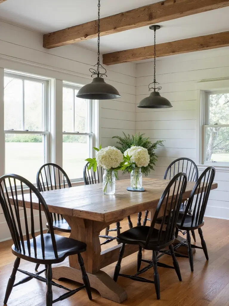 rustic farmhouse dining table setup