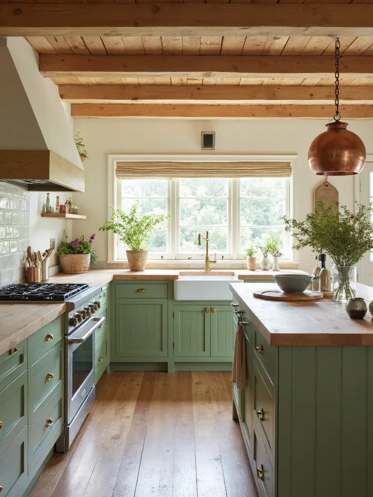 heritage color palette in farmhouse kitchen