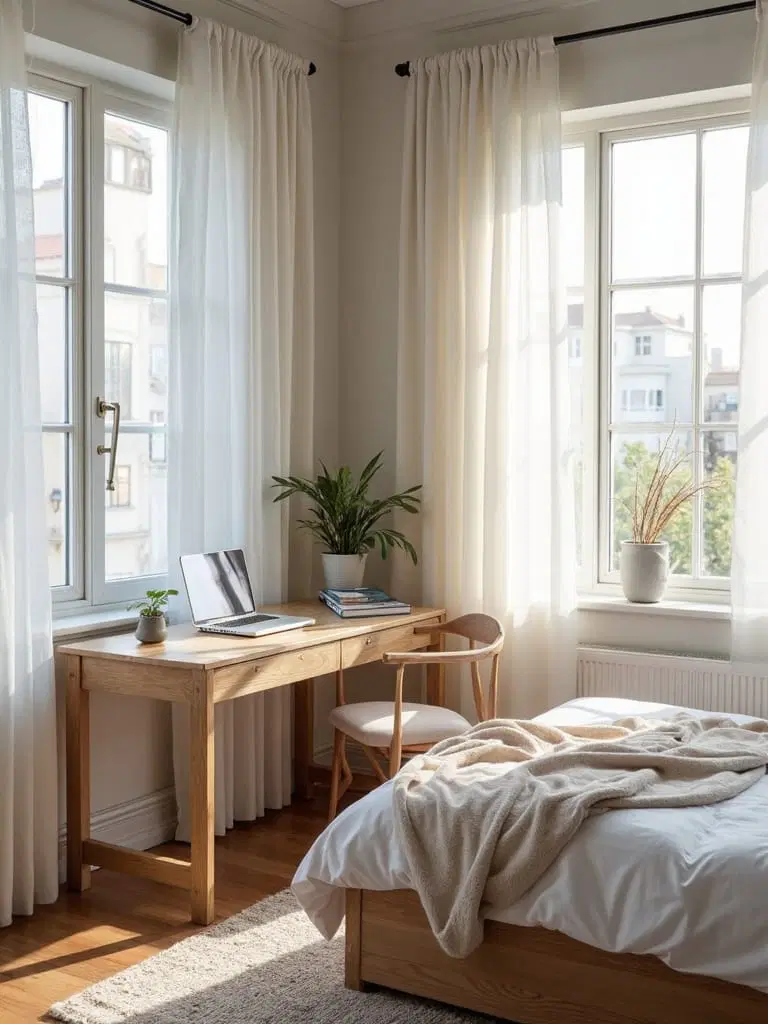 workspace illuminated by natural sunlight