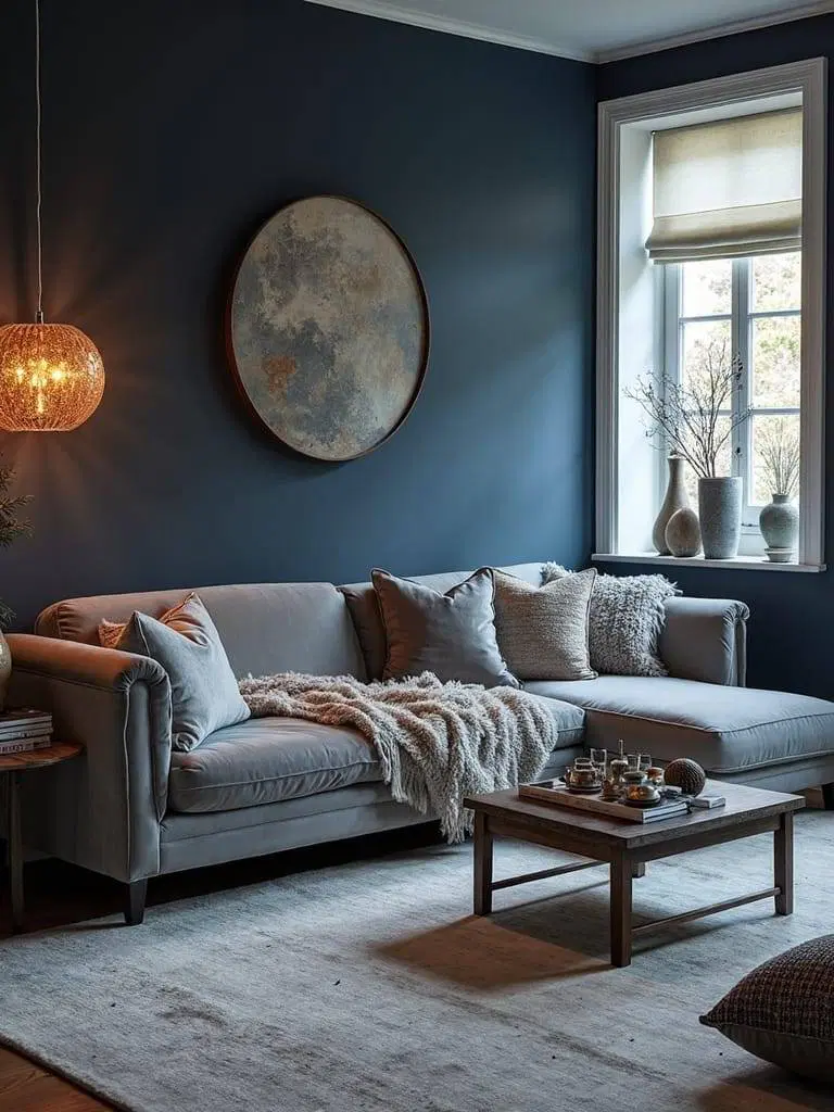 moody storm cloud blue interiors