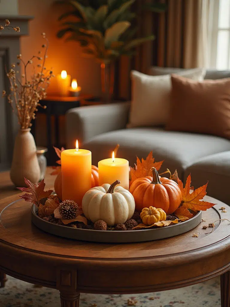 decorative trays enhancing autumn setup