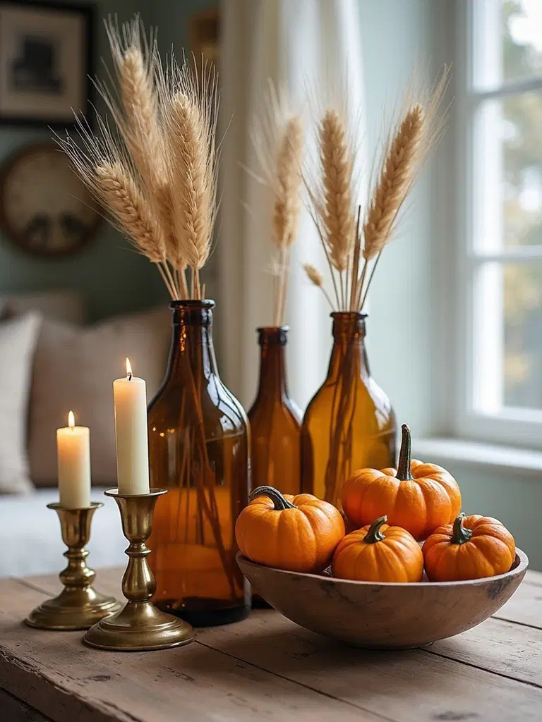 amber glass bottle decor
