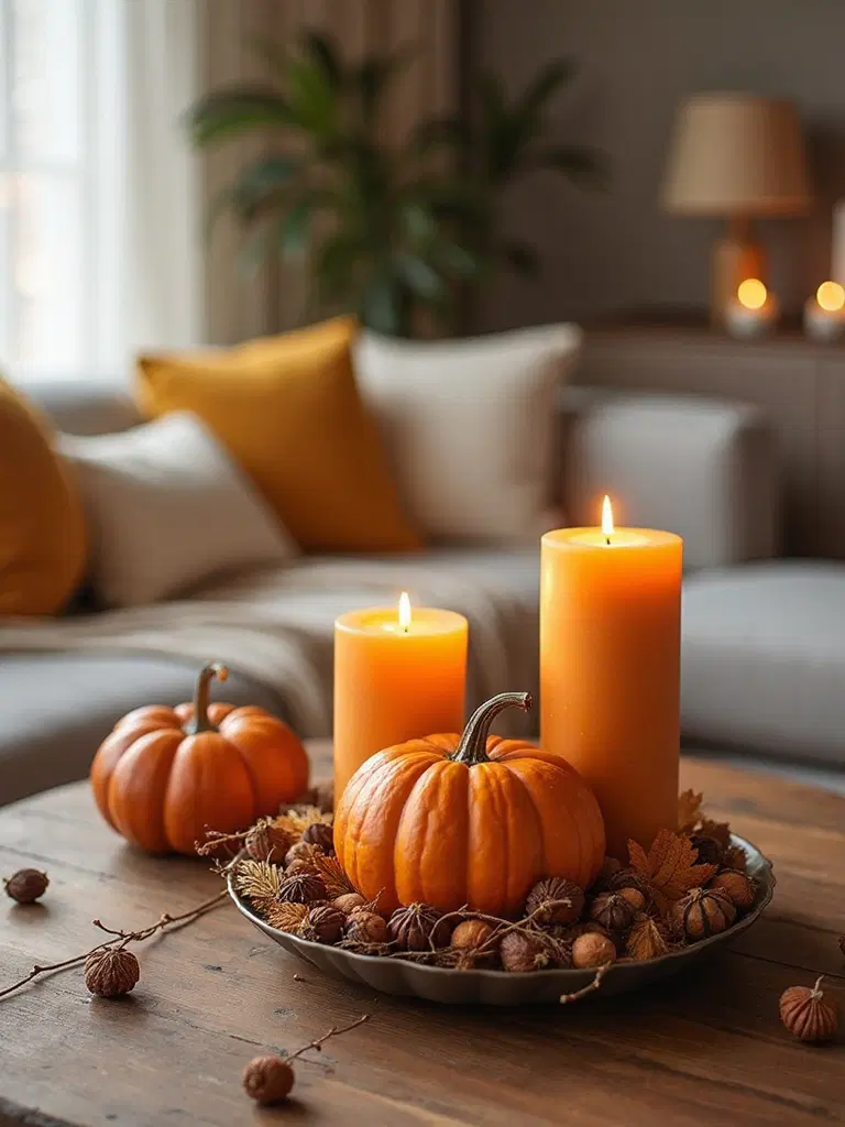varied height autumn decorations
