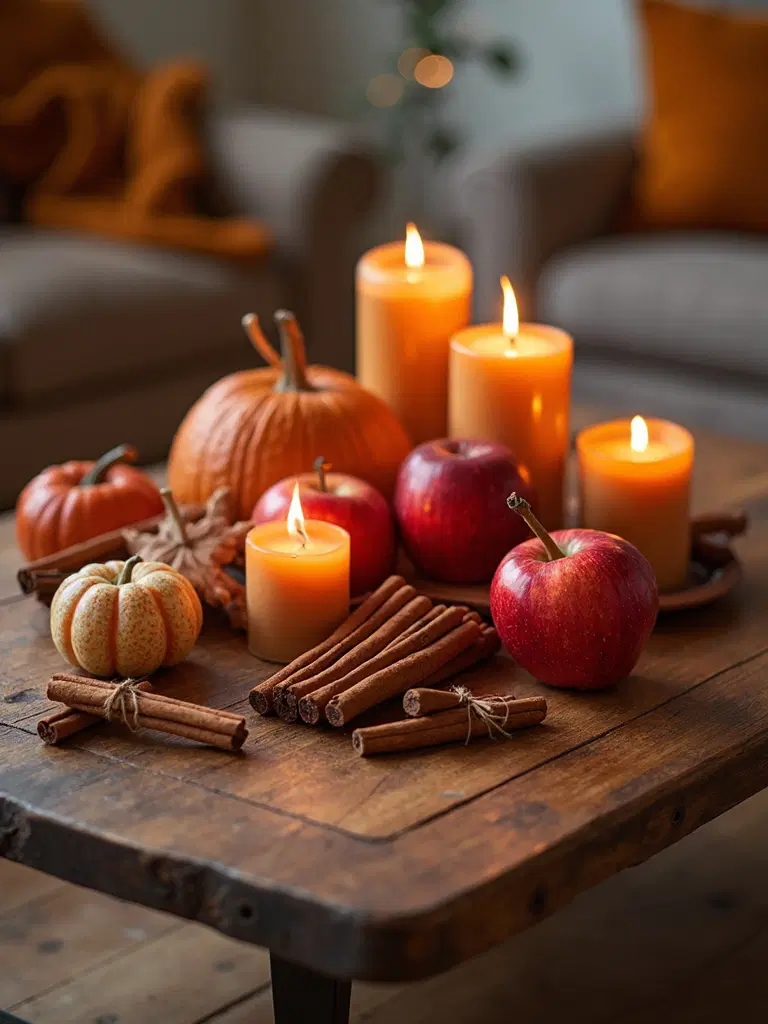 cinnamon sticks and apples decor