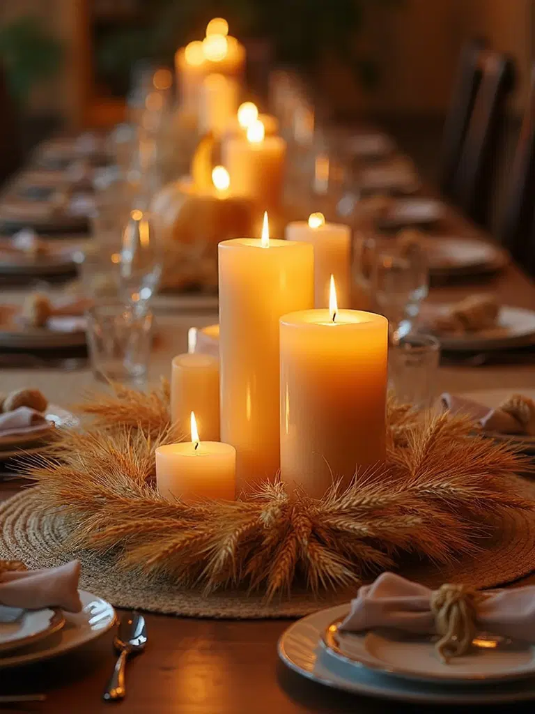 wheat candle rings decor