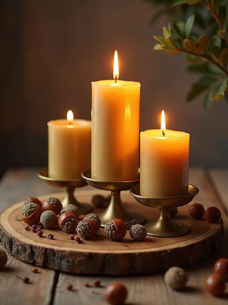 acorn taper candle centerpiece