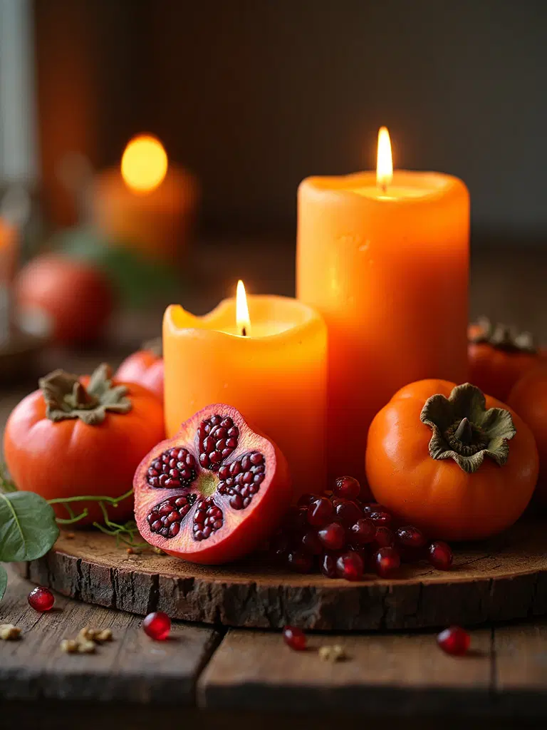 autumn candle fruit displays